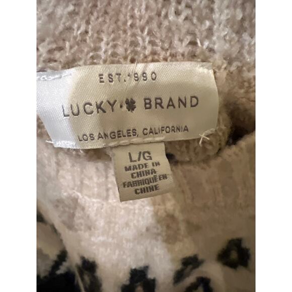Lucky Brand Fair Isle Sweater Black & Cream Women's Size Large Fishermancore - Picture 3 of 5